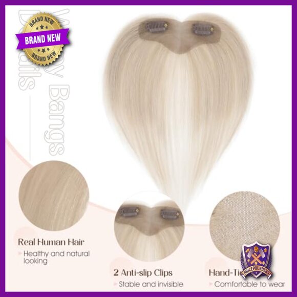 Clip In Bangs Real Human Hair Fringe Hairpiece Hand Tied Lace Base main image 5